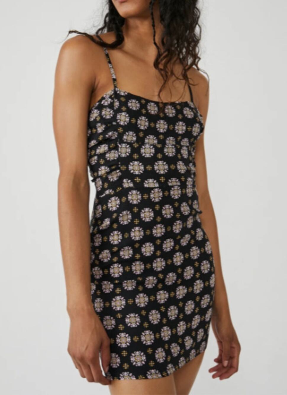 New FREE PEOPLE Women's Black Combo Center of Attention Mini Dress Size S